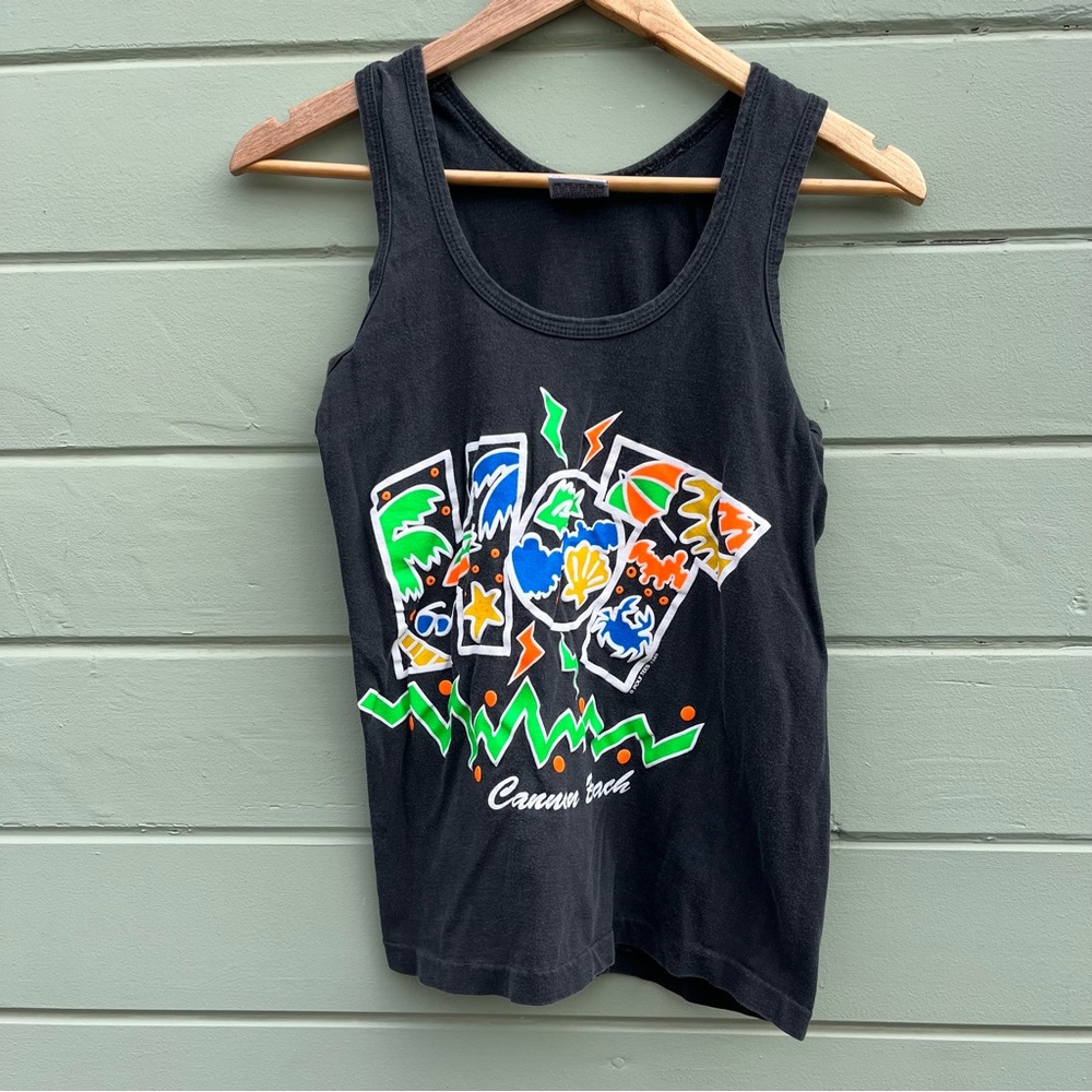 HOT S Vintage Tank Top Cannon Beach Florida Hawaii Poly Tees 1989 Single Stitch